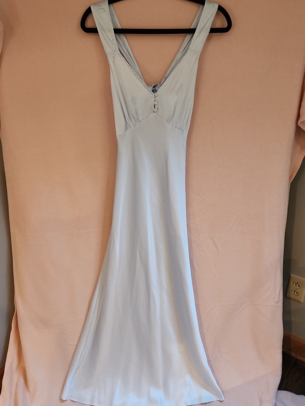 Women's Light Blue Satin Maxi Dress - Elegant Slip Dress